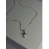 925 Sterling Silver Gold Plated White Topaz Cross Necklace