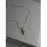 925 Sterling Silver Gold Plated White Topaz Cross Necklace