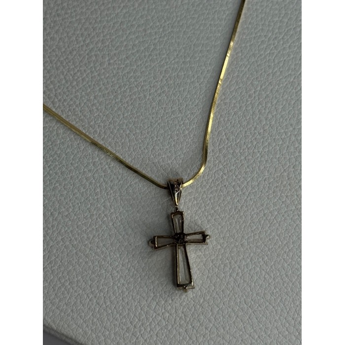 925 Sterling Silver Gold Plated White Topaz Cross Necklace