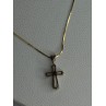 925 Sterling Silver Gold Plated White Topaz Cross Necklace