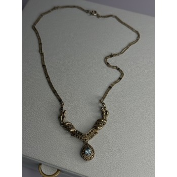 Elegant 925 Sterling Silver Blue Topaz & Marcasite Necklace