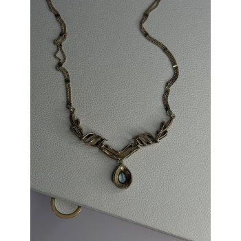 Elegant 925 Sterling Silver Blue Topaz & Marcasite Necklace
