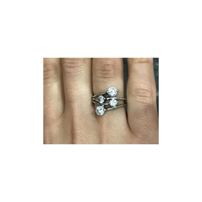 925 Sterling Silver White/colorless CZ Ring Size 6.5