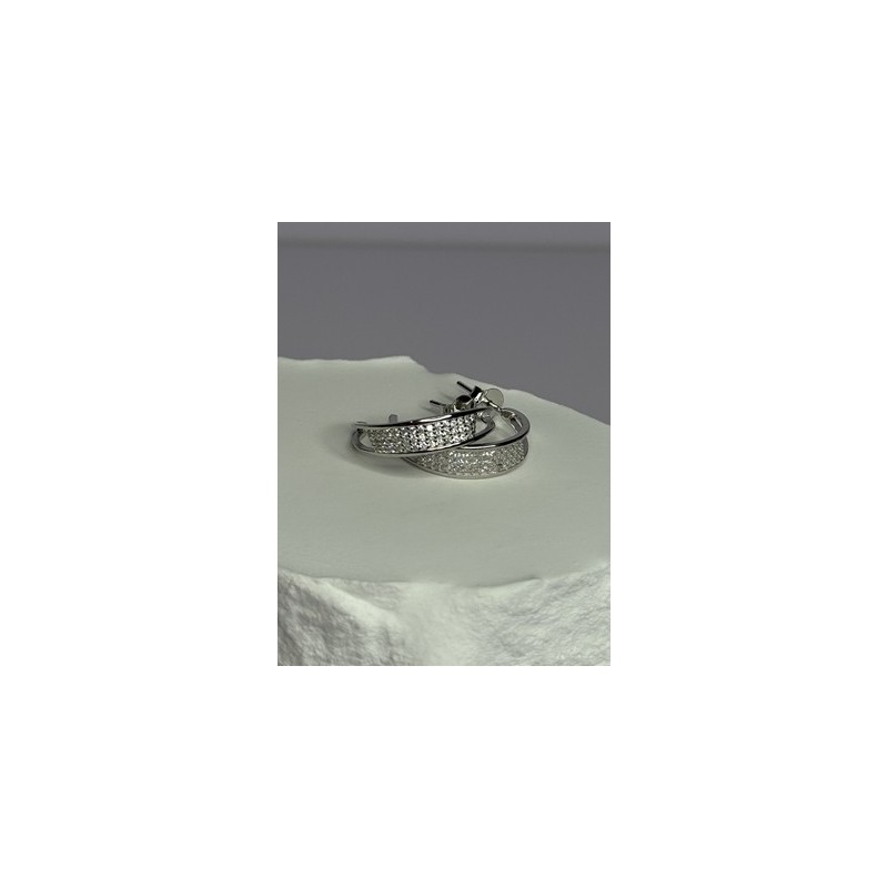 925 Sterling Silver Elegant CZ Earrings Length 0.76