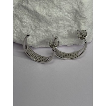 925 Sterling Silver Elegant CZ Earrings Length 0.76