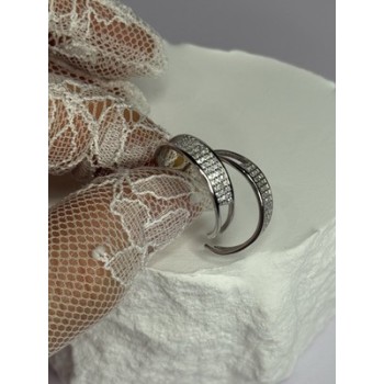 925 Sterling Silver Elegant CZ Earrings Length 0.76