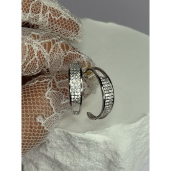 925 Sterling Silver Elegant CZ Earrings Length 0.76