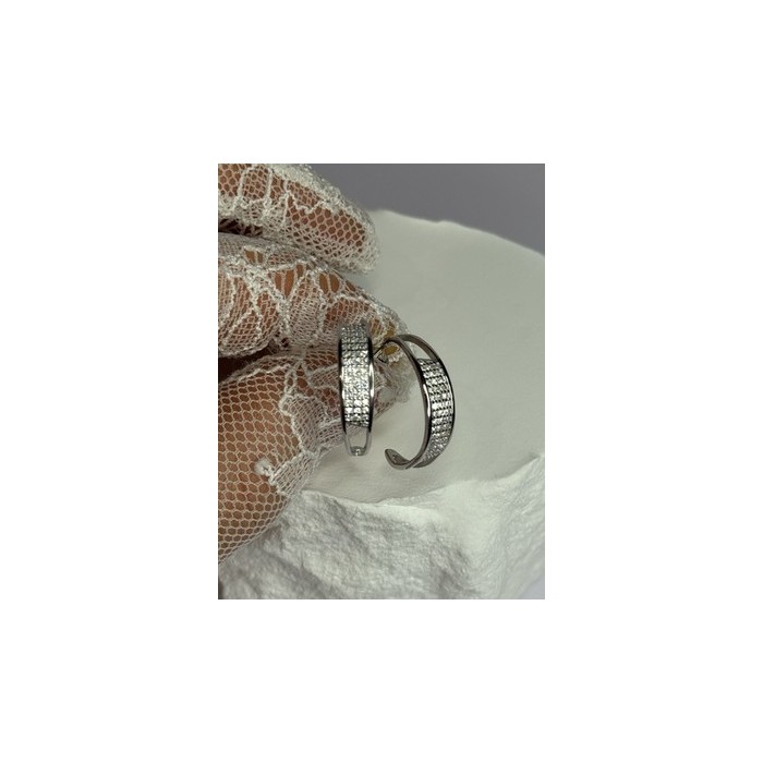 925 Sterling Silver Elegant CZ Earrings Length 0.76