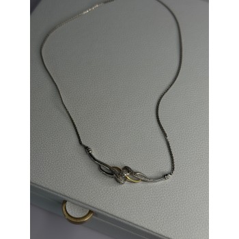 Elegant 925 Sterling Silver Gold Plated Part Diamond Necklace