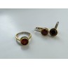 925 Sterling Silver Gold Plated Garnet & CZ Jewelry Set Turkey