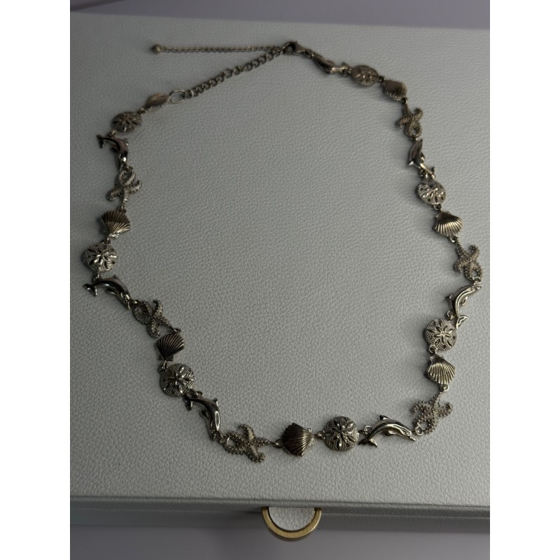 925 Sterling Silver Ocean Style Necklace Length 21/ 19 Inch