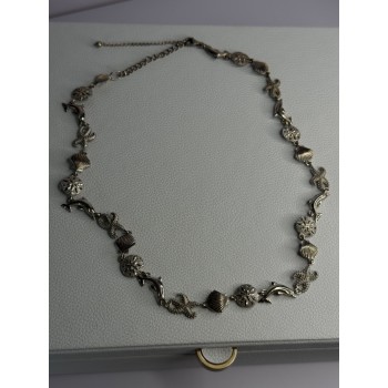 925 Sterling Silver Ocean Style Necklace Length 21/ 19 Inch