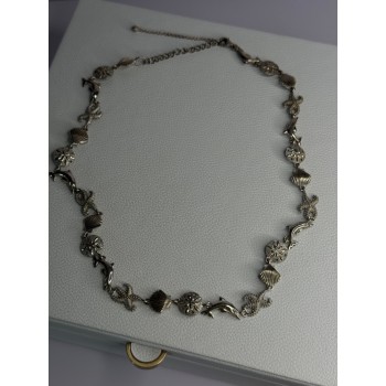 925 Sterling Silver Ocean Style Necklace Length 21/ 19 Inch