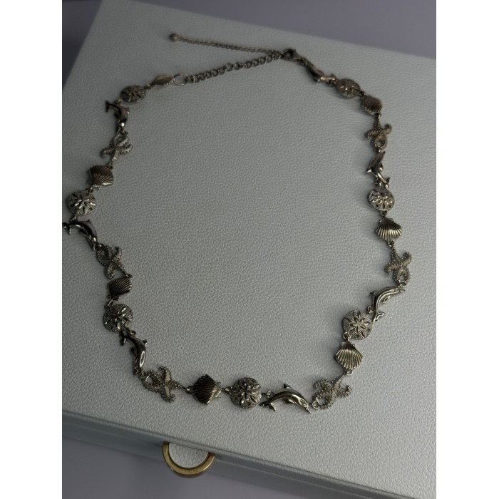 925 Sterling Silver Ocean Style Necklace Length 21/ 19 Inch