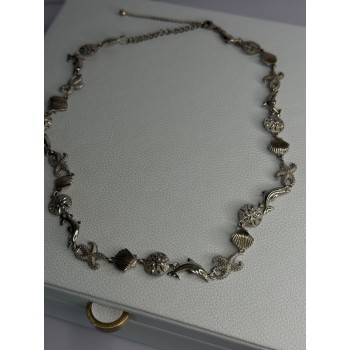 925 Sterling Silver Ocean Style Necklace Length 21/ 19 Inch