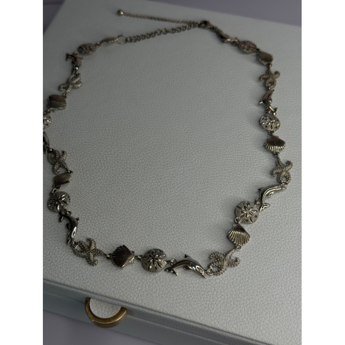 925 Sterling Silver Ocean Style Necklace Length 21/ 19 Inch