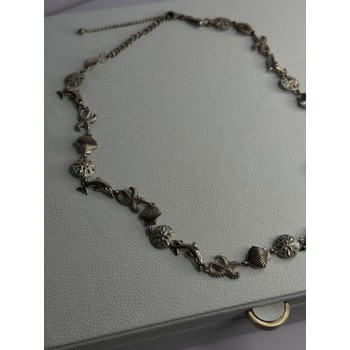 925 Sterling Silver Ocean Style Necklace Length 21/ 19 Inch