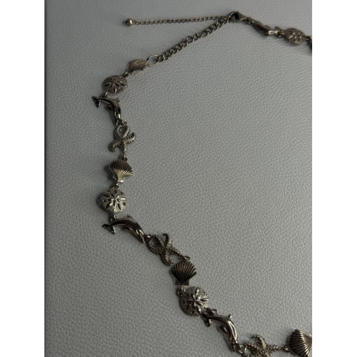 925 Sterling Silver Ocean Style Necklace Length 21/ 19 Inch