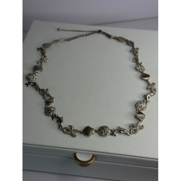 925 Sterling Silver Ocean Style Necklace Length 21/ 19 Inch