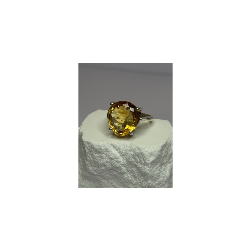 925 Sterling Silver Citrine Ring Size 7