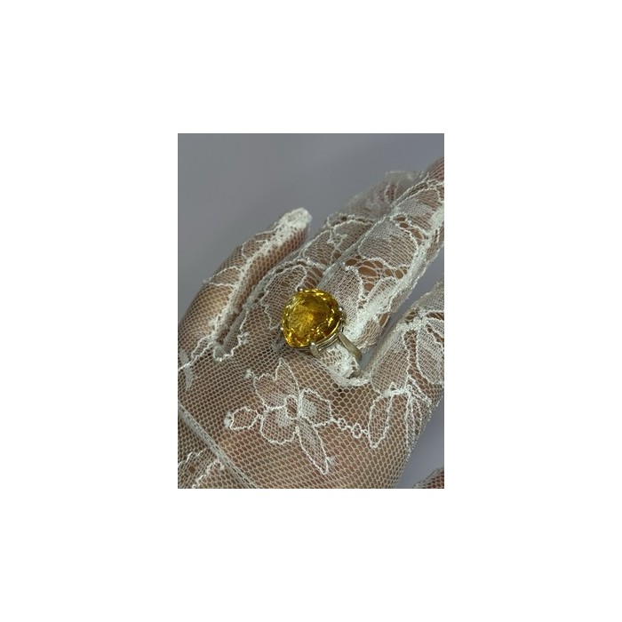 925 Sterling Silver Citrine Ring Size 7
