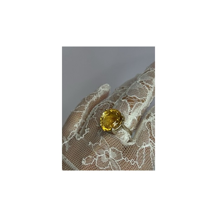 925 Sterling Silver Citrine Ring Size 7