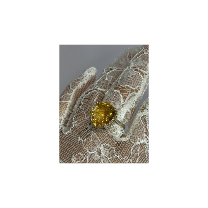 925 Sterling Silver Citrine Ring Size 7