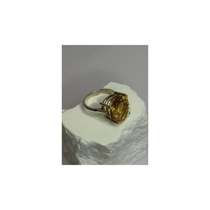 925 Sterling Silver Citrine Ring Size 7