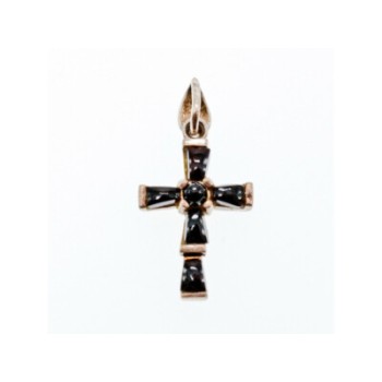 925 Sterling Silver Black Agate Cross Pendant