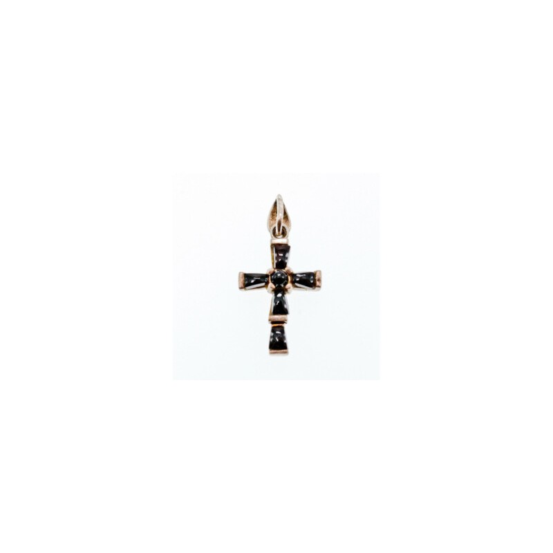 925 Sterling Silver Black Agate Cross Pendant