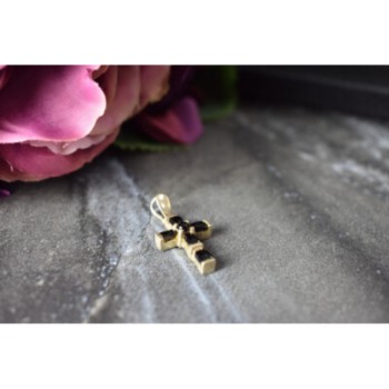 925 Sterling Silver Black Agate Cross Pendant