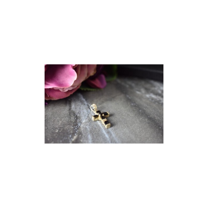 925 Sterling Silver Black Agate Cross Pendant