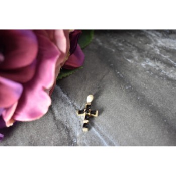 925 Sterling Silver Black Agate Cross Pendant