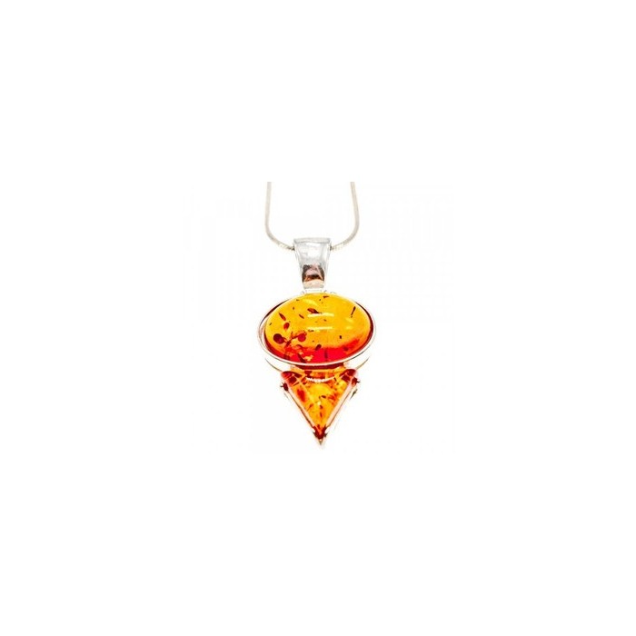 925 Sterling Silver Amber Chain with Pendant