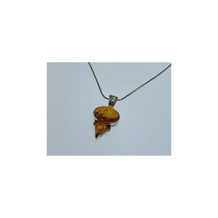 925 Sterling Silver Amber Chain with Pendant