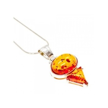 925 Sterling Silver Amber Chain with Pendant
