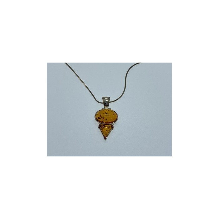 925 Sterling Silver Amber Chain with Pendant