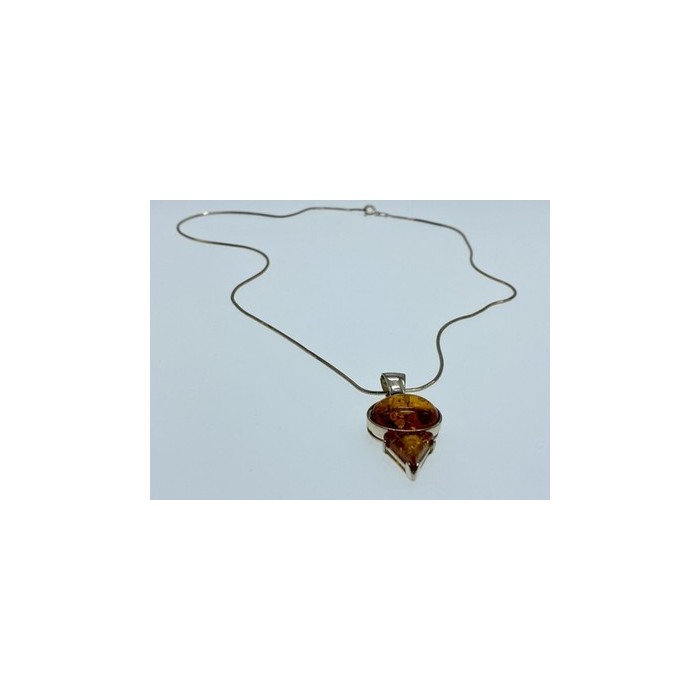 925 Sterling Silver Amber Chain with Pendant