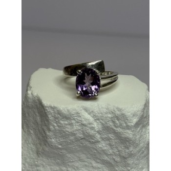 925 Sterling Silver Amethyst Ring Size 7.5