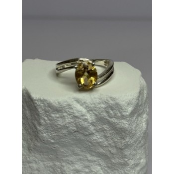 925 Sterling Silver Citrine Ring Size 8