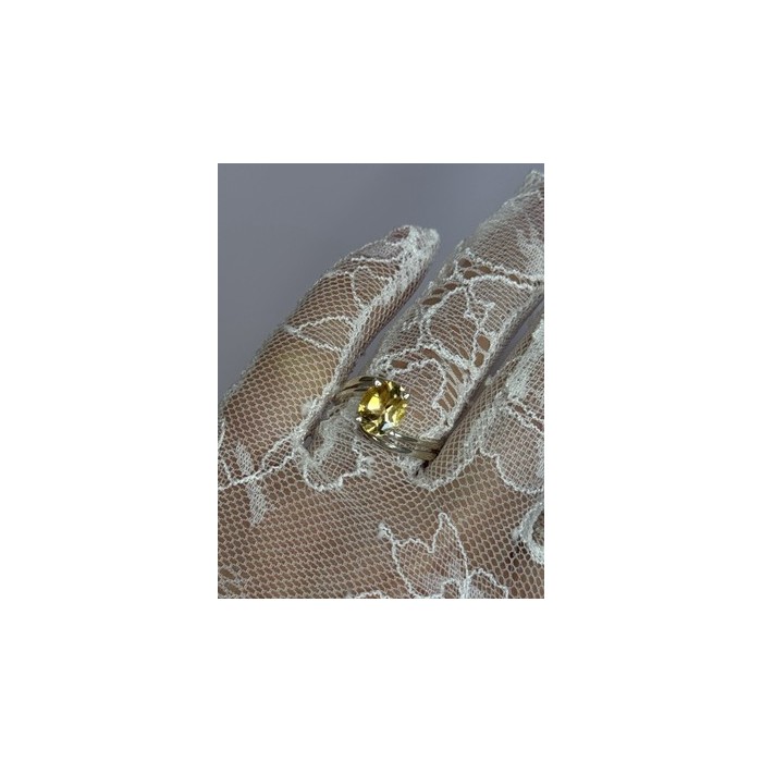 925 Sterling Silver Citrine Ring Size 8