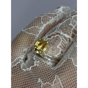 925 Sterling Silver Citrine Ring Size 8