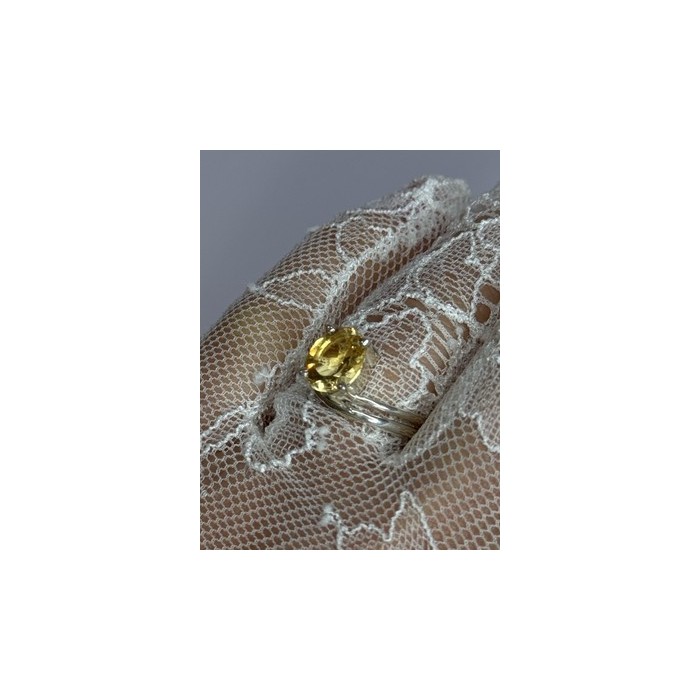 925 Sterling Silver Citrine Ring Size 8