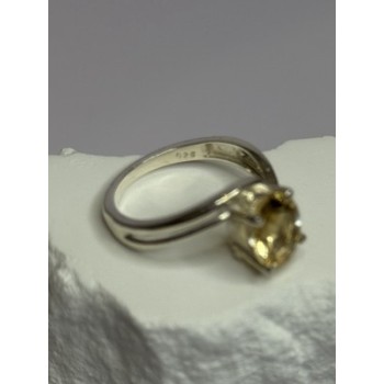 925 Sterling Silver Citrine Ring Size 8