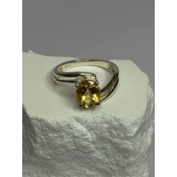 925 Sterling Silver Citrine Ring Size 8