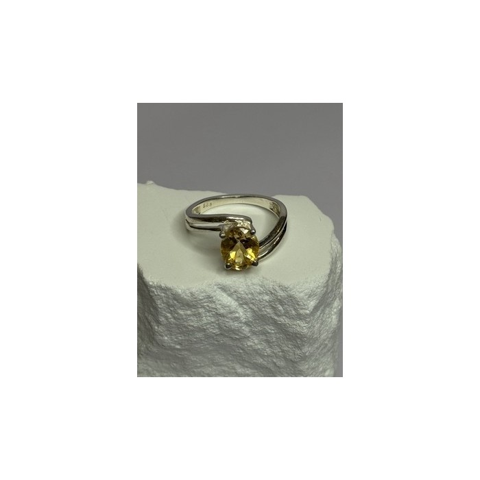 925 Sterling Silver Citrine Ring Size 8