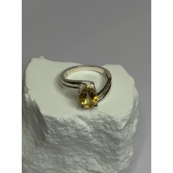 925 Sterling Silver Citrine Ring Size 8