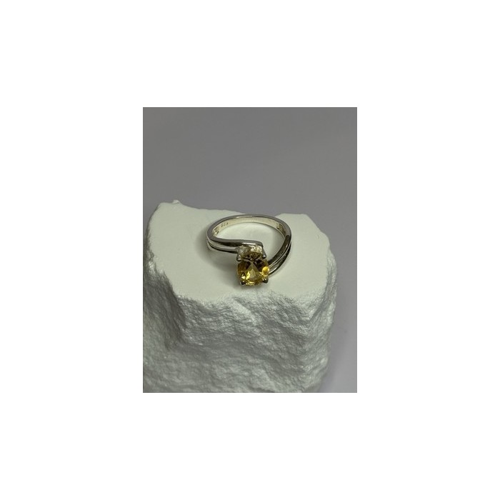 925 Sterling Silver Citrine Ring Size 8