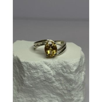 925 Sterling Silver Citrine Ring Size 8