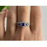 925 Sterling Silver Sapphire & White Beryl/goshenite Ring Size 8